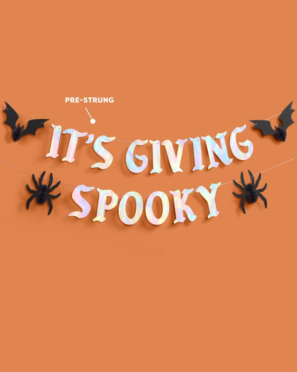 It's Giving Spooky Banner - iridescent foil banner, bats, halloween