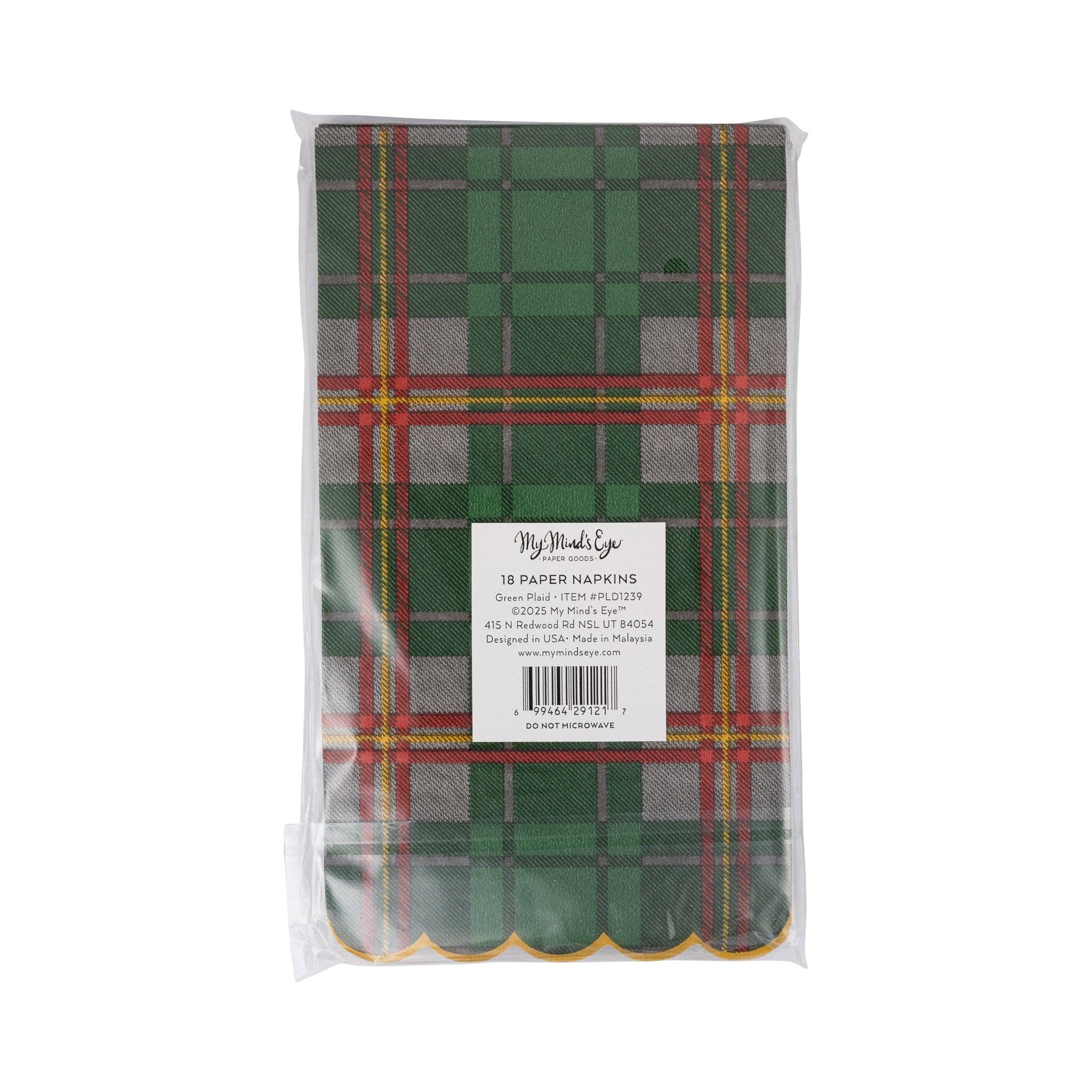 Green Christmas Plaid Dinner Napkin - Thumbnail 3