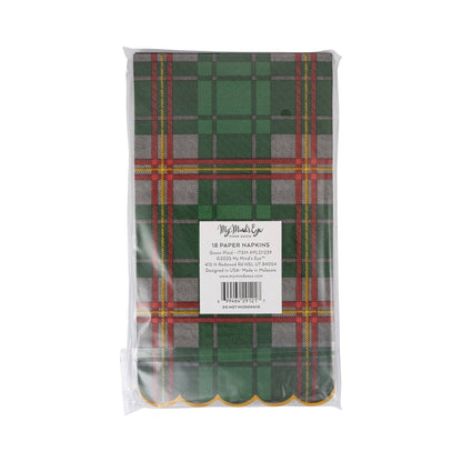 Green Christmas Plaid Dinner Napkin