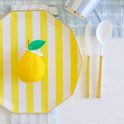 SOLEIL YELLOW CABANA SIGNATURE STRIPE PLATES