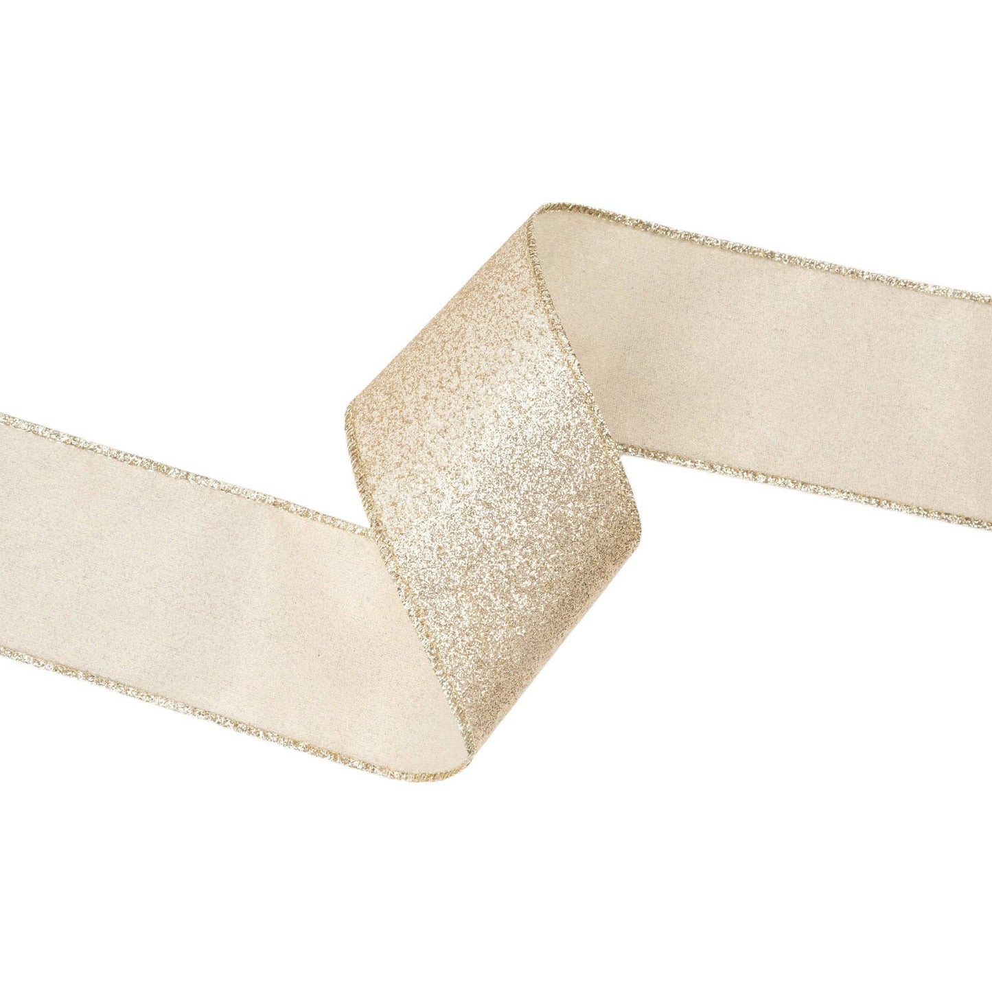 2 1/2" Wired Ribbon | Gold Glitter | 10 Yard Roll
