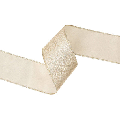 2 1/2" Wired Ribbon | Gold Glitter | 10 Yard Roll