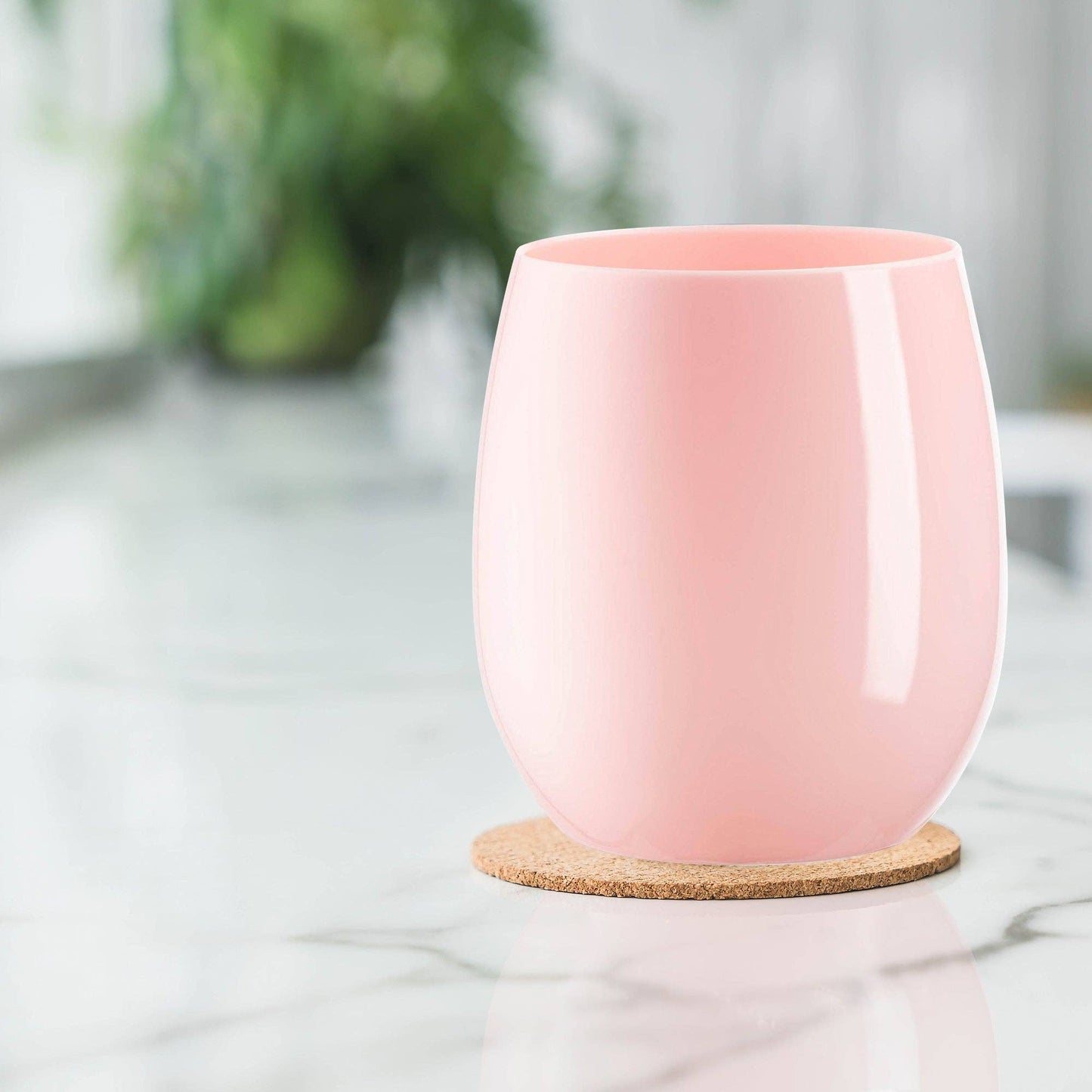 12 oz. Pink Elegant Stemless Plastic Wine Glasses