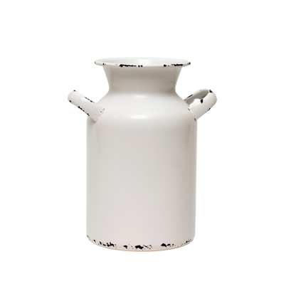 8"H Rustic Metal Milk Jug Vase