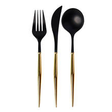 Black & Gold Bella Assorted Plastic Cutlery 24ct
