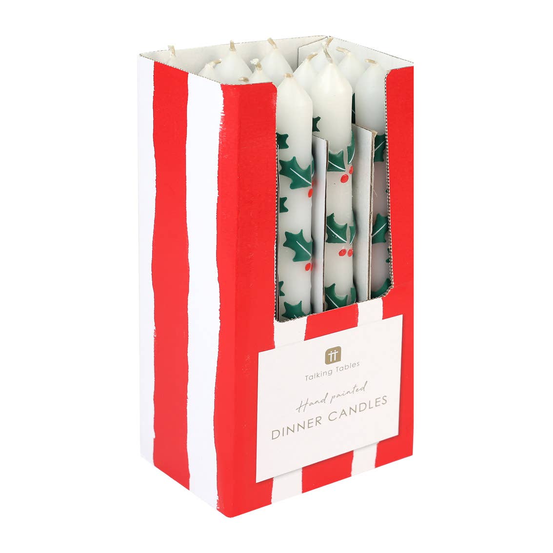 Holly Christmas Taper Candles - 1 Candle