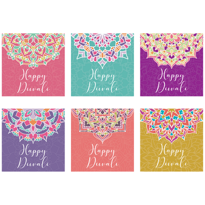 Diwali Bright Mandala Greeting Cards - 6 pack