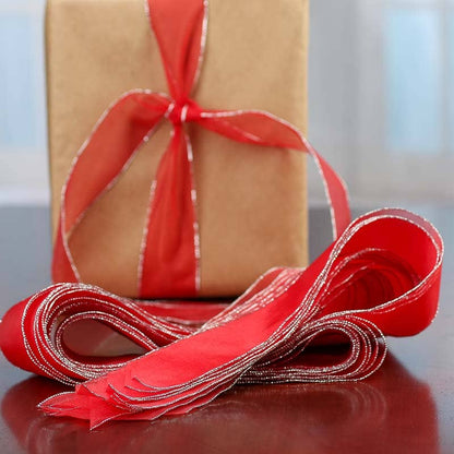 Pre-Cut Sheer Red Organza Ribbons