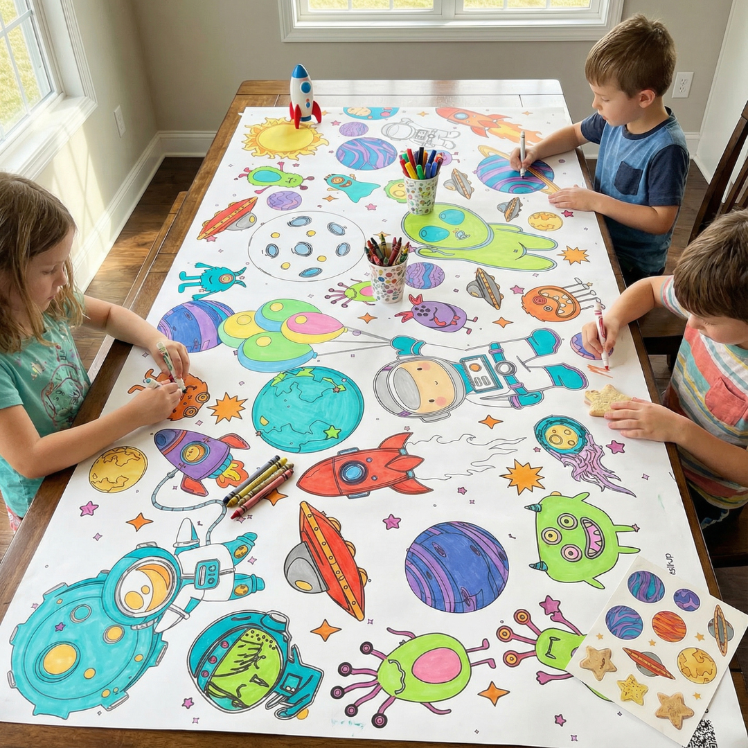 Space Coloring Tablecloth Kids Activity