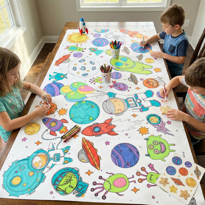 Space Coloring Tablecloth Kids Activity