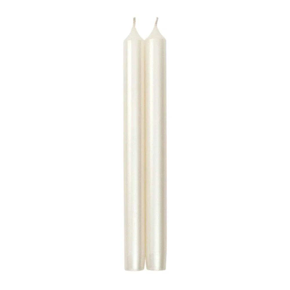 Taper 10in Candles Set of 2 - White Pearlescent