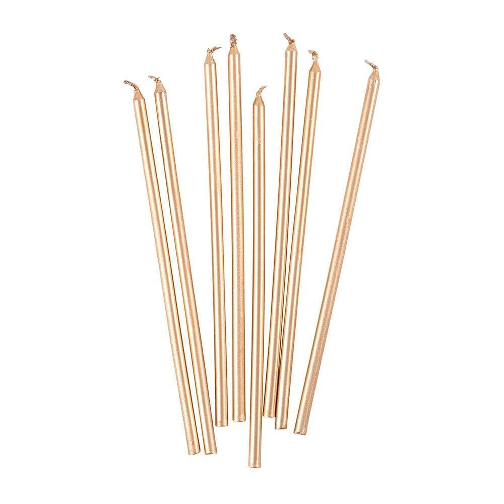 Birthday Slims 6in Candles 16ct - Gold