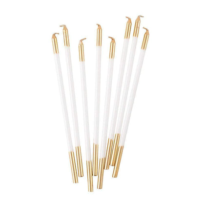 Birthday Slims 6in Candles 16ct - White & Gold