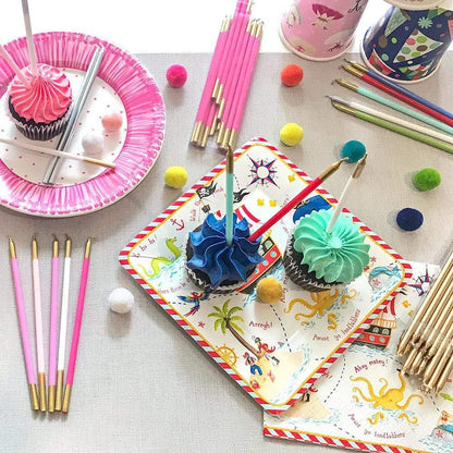 Birthday Slims Candles 6in - Robbins Egg Blue & Gold