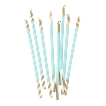 Birthday Slims Candles 6in - Robbins Egg Blue & Gold