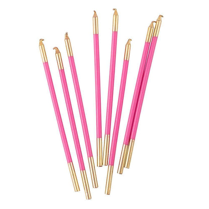 Birthday Slims 6in Candles 16ct - Fuchsia & Gold