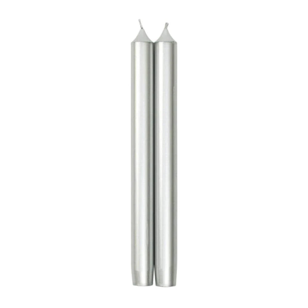 Taper 10in Candles Set of 2 - Silver Metallic