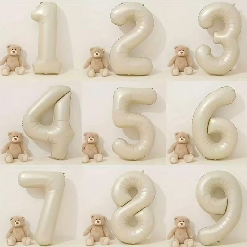 34in Number Balloons: Beige