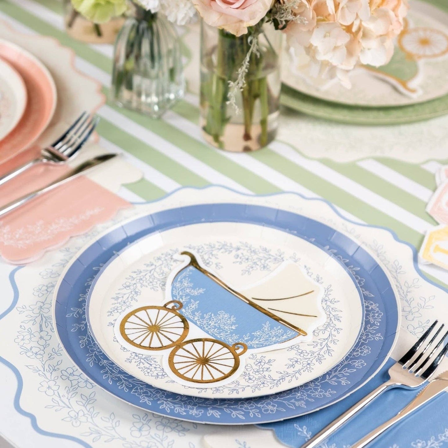 Floral Elegance Blue Placemats 12ct