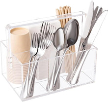 Clear Plastic Cutlery Caddy w/ Handle