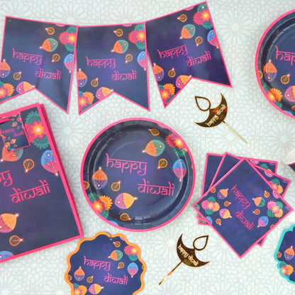 Happy Diwali Purple Party Napkins (20pk) - Purple & Pink