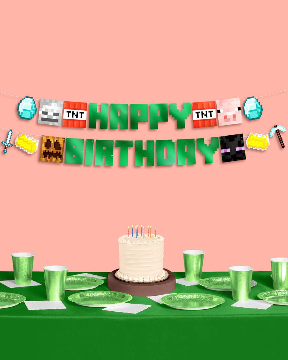 Pixel Minecraft Birthday Banner
