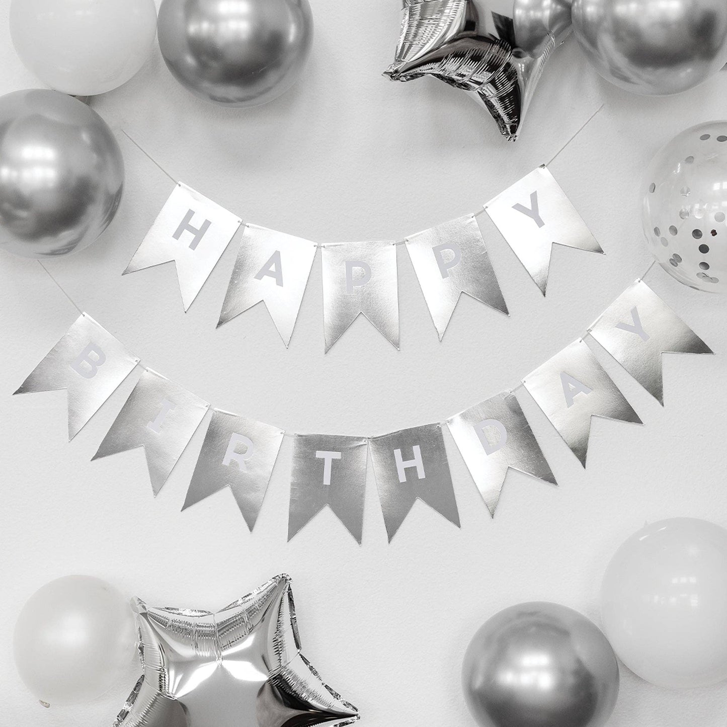 Silver Foil "HAPPY BIRTHDAY" Banner