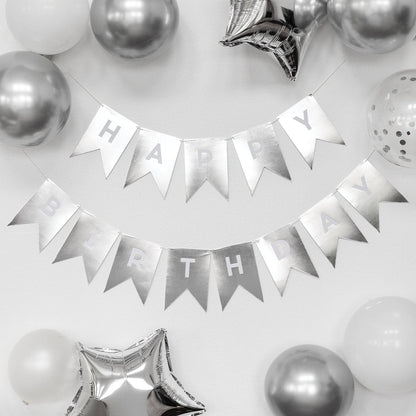 Silver Foil "HAPPY BIRTHDAY" Banner