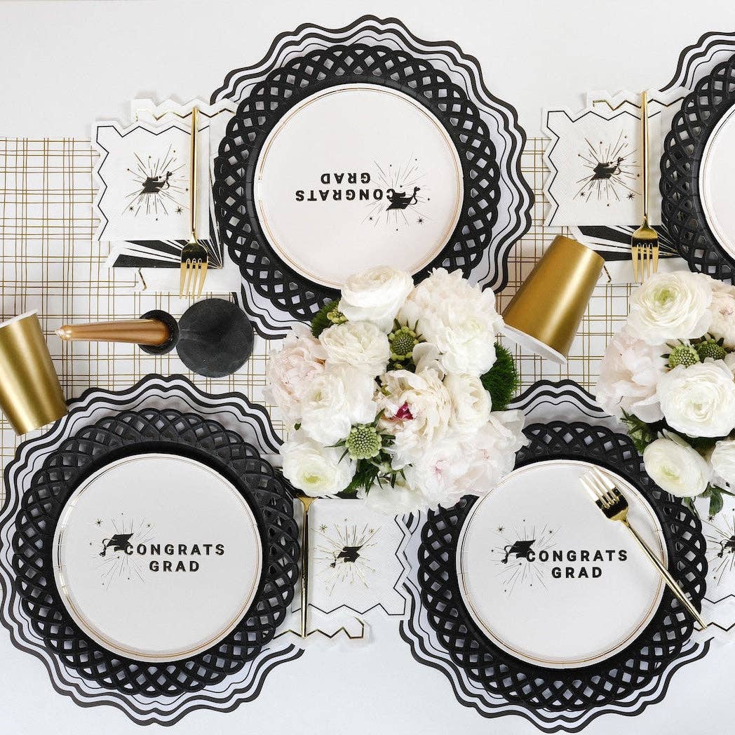 Black & White Fancy Placemats 12ct