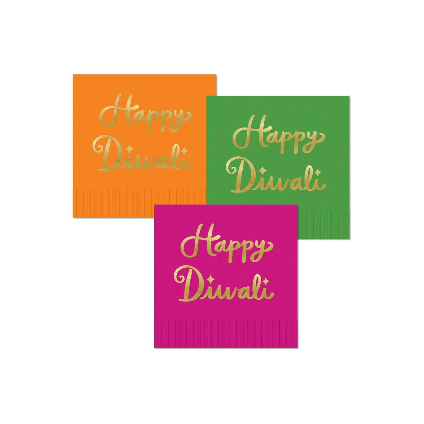 Foiled Happy Diwali Fringed Cocktail Napkins 18ct