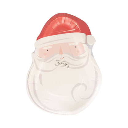 Santa Head Paper Plate 8ct