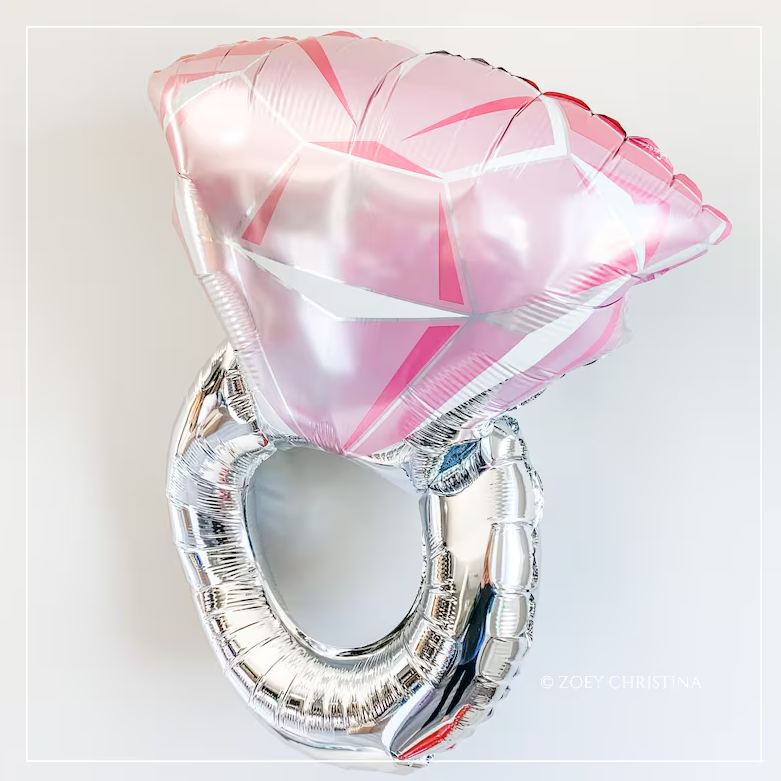 #606A Pink Engagement Ring Foil Balloon