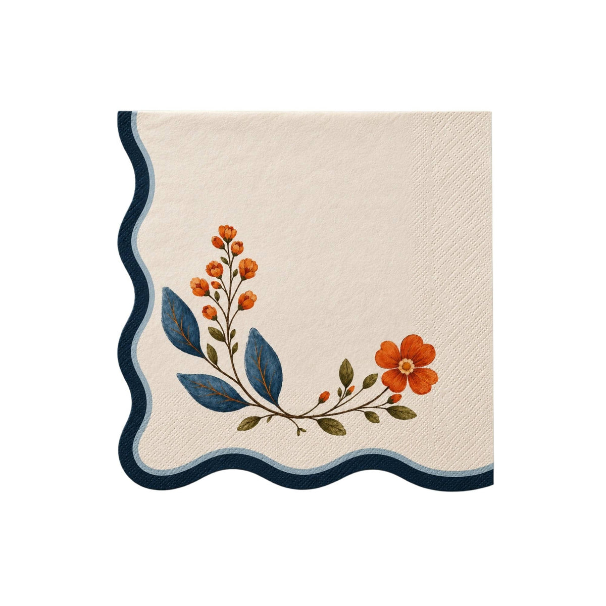 Wildflower Stem Wavy Edge Cocktail Napkin
