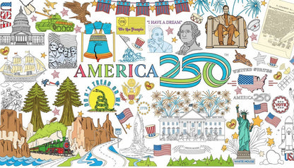 USA Patriotic America 250 Coloring Tablecloth