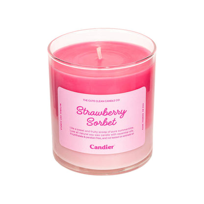 Strawberry Sorbet Soy Wax Jar Filled Candle Home Decor Gift