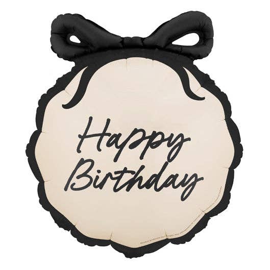 #037 Happy Birthday Black Bow Balloon