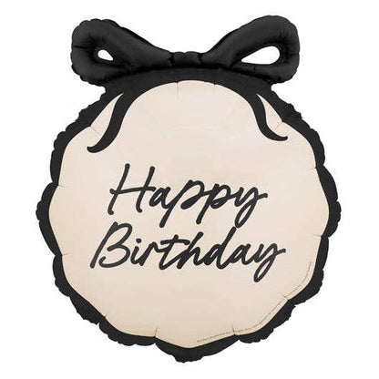 #037 Happy Birthday Black Bow Balloon