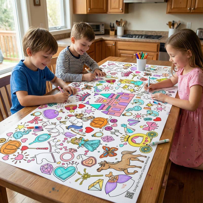 Princess Coloring Tablecloth | Princess Party Decor
