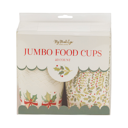 Foiled JUMBO Holly Bows 8 oz Baking Cups 40ct