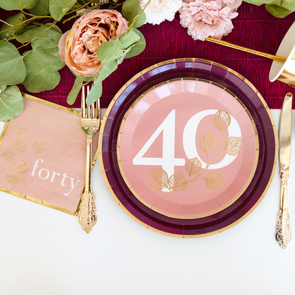 40th Dessert Plates - 8 Pk. - 2 Color Options