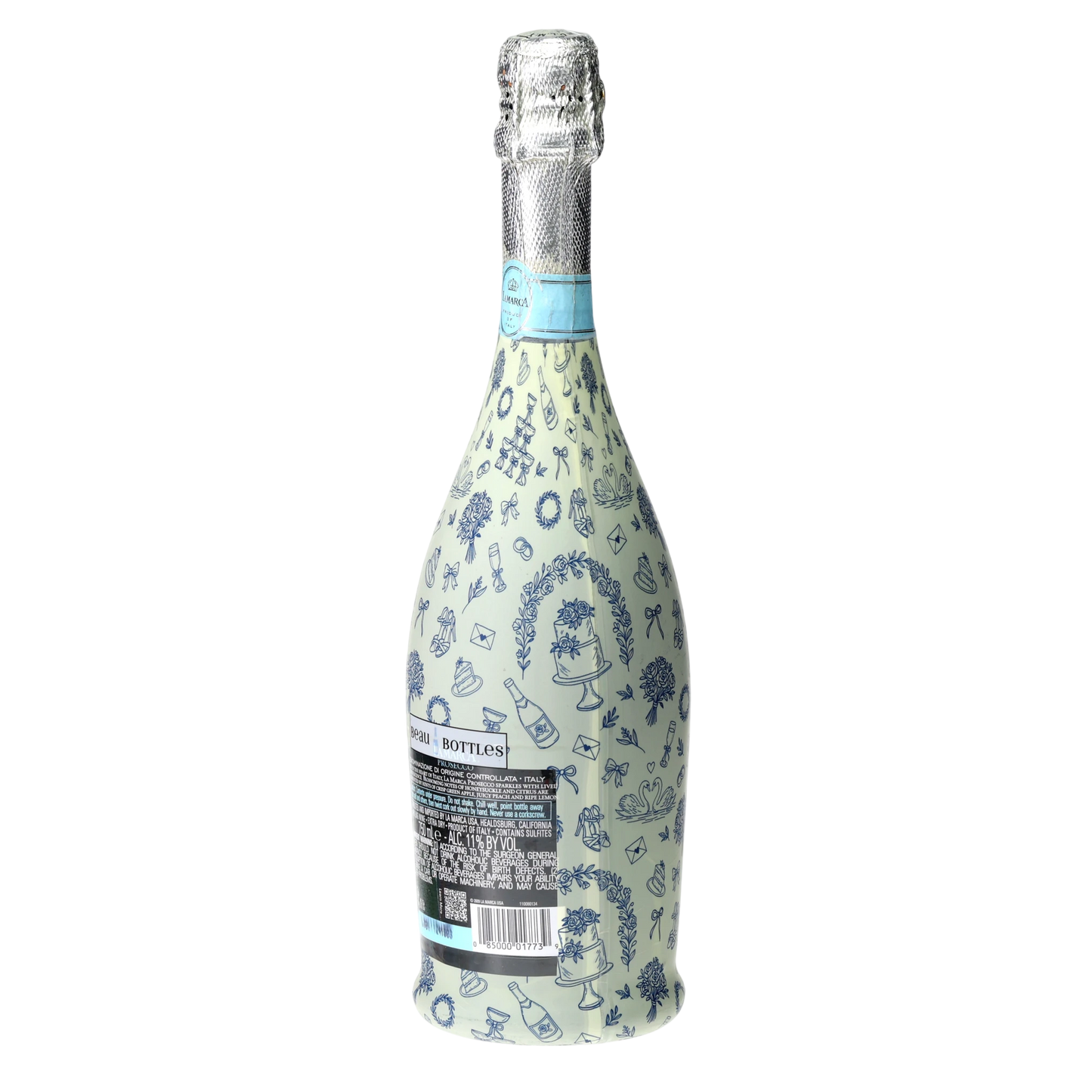 Beau Bottles Blue Wedding Toile- Prosecco Collection