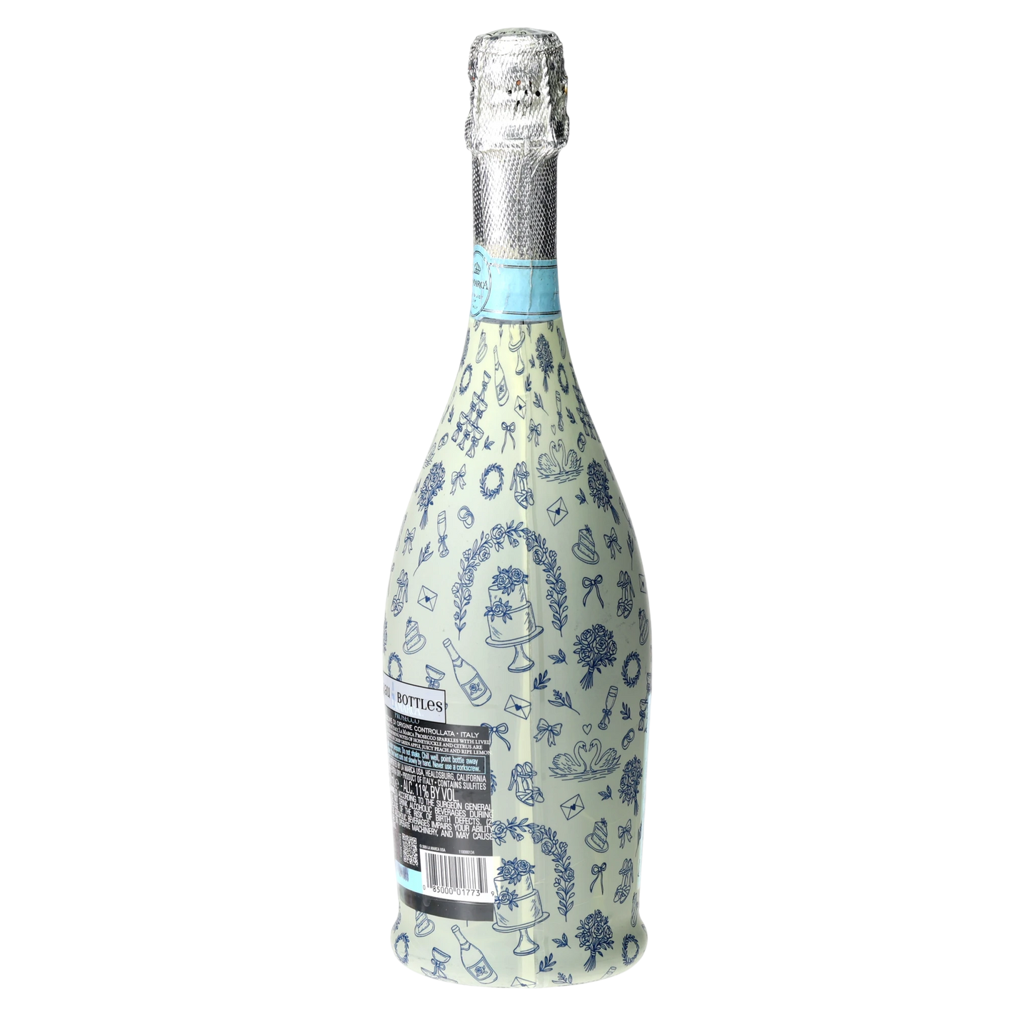 Beau Bottles Blue Wedding Toile- Prosecco Collection