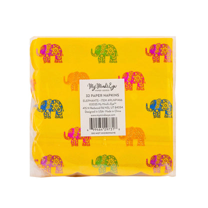 Foiled Elephant Pattern Cocktail Napkins 18ct