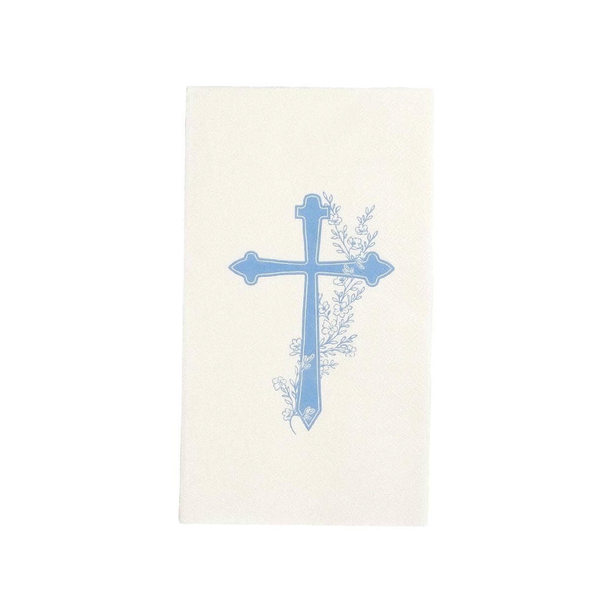Light Blue Cross Floral Elegance Guest Towels 16ct