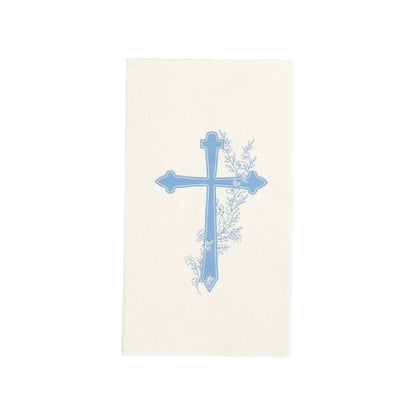 Light Blue Cross Floral Elegance Guest Towels 16ct