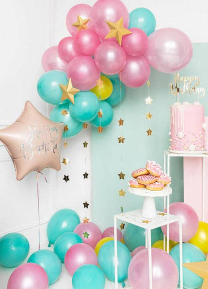 #073 Happy Birthday Light Powder Pink Star 18in Balloon