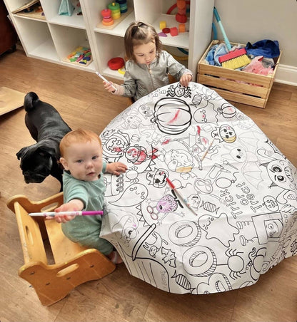 Halloween Coloring Tablecloth | Kids Halloween Party Decor