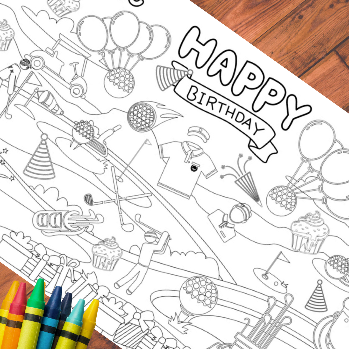 Golf Par-tee Coloring Tablecloth