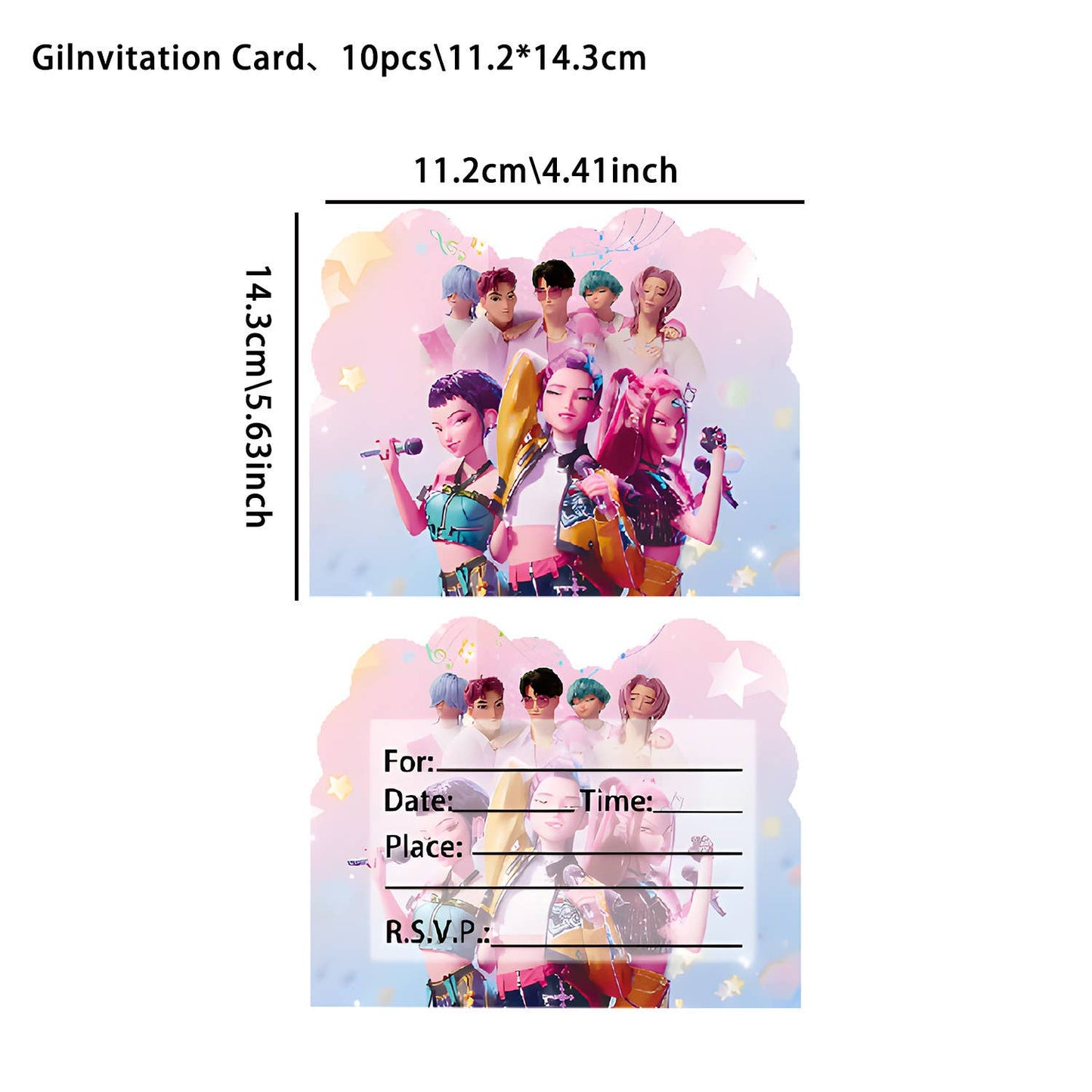 KPop Demon Hunters Party Invitation Cards 10ct