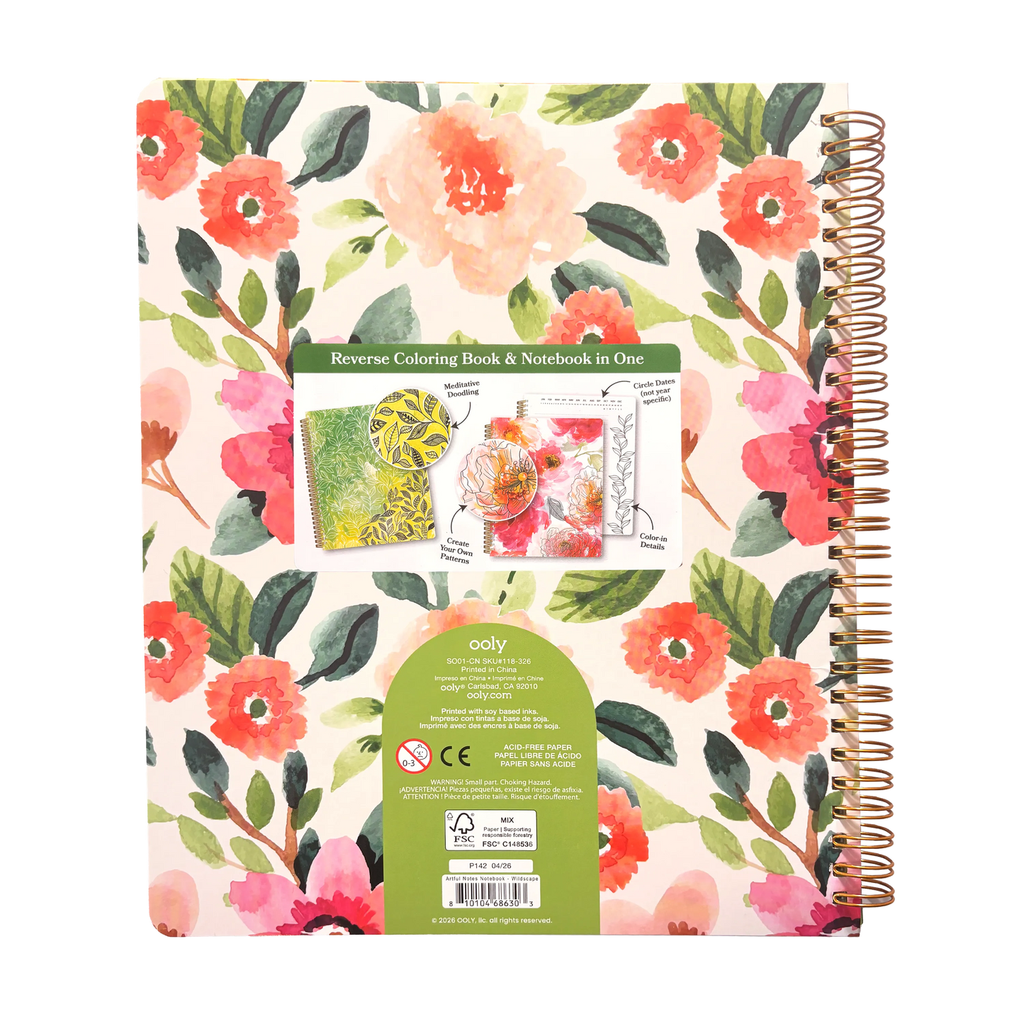 Artful Notes Reverse Coloring Book and Notebook - Wildscape